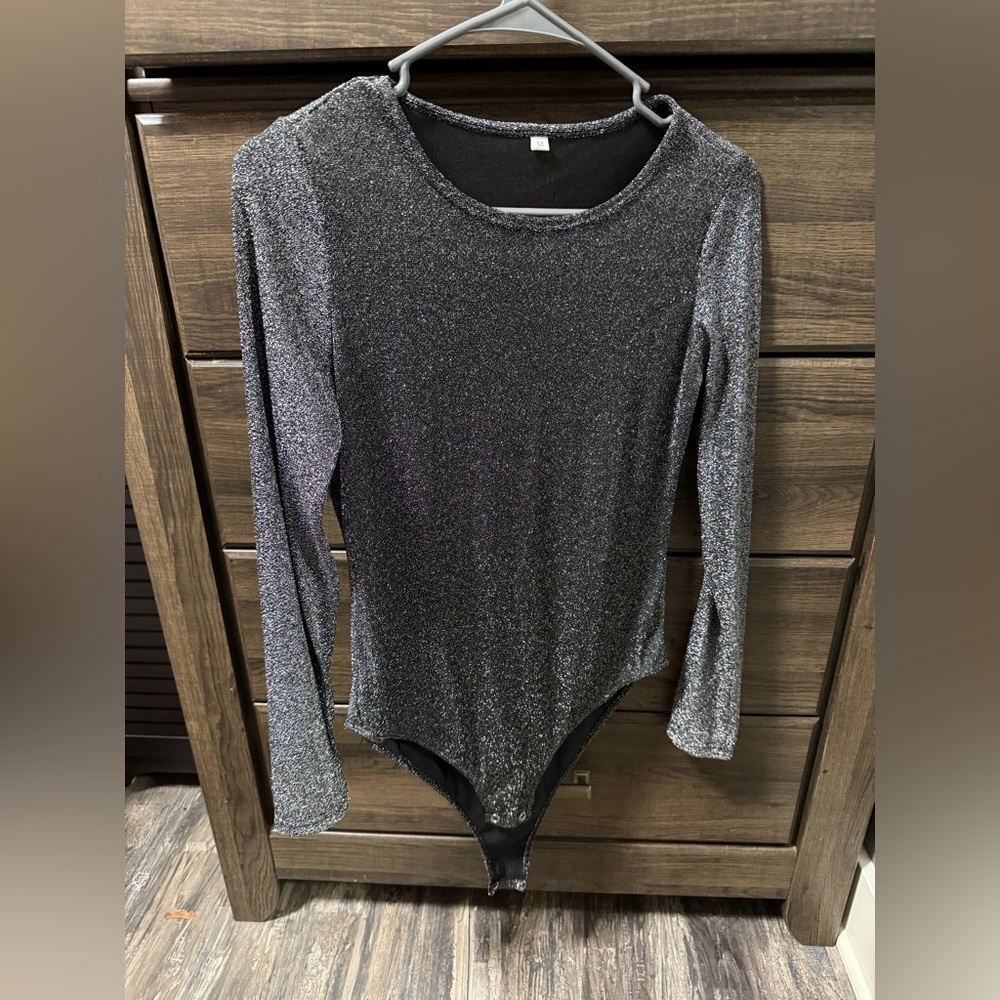 Elegant Black and Silver Women's bodysuit